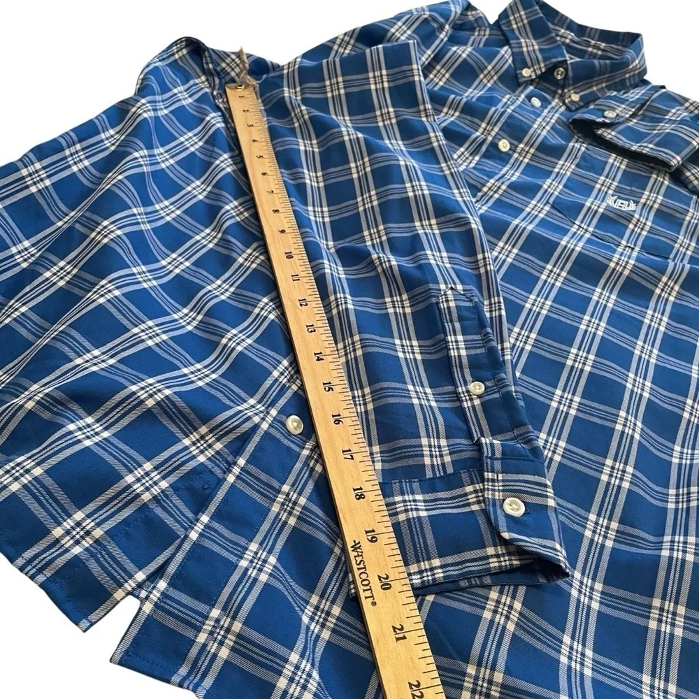 Chaps Easy Care Twill Blue/White Checked Mens Shirt -Size Large - Picture 4 of 9